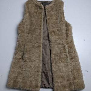 Zara Basic Faux Fur Vest Small Pockets